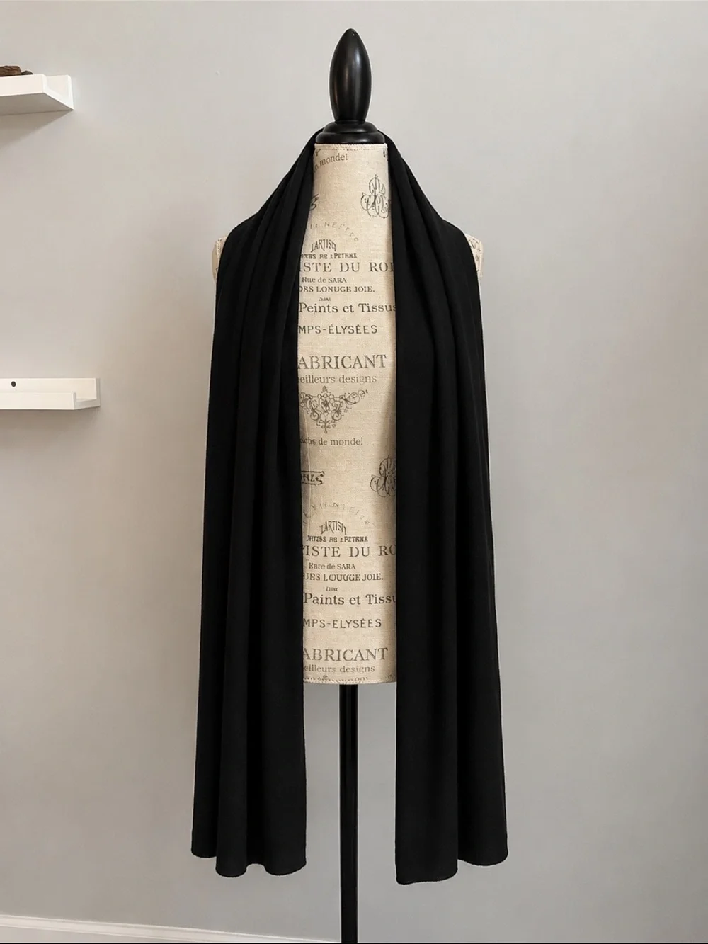 Saks Fifth Avenue Cashmere Black Oversized Scarf Shawl Wrap 75x 20” Soft Luxury